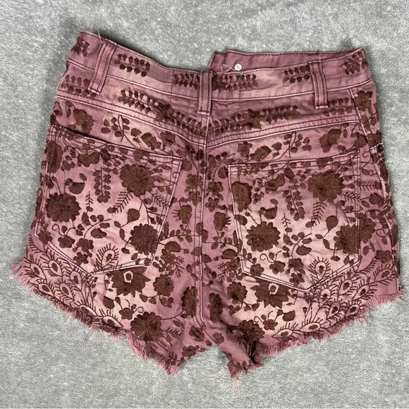 Free People Shorts Womens 25 Etienne Field High Waist Boho Embroidered Festival - Picture 12 of 13